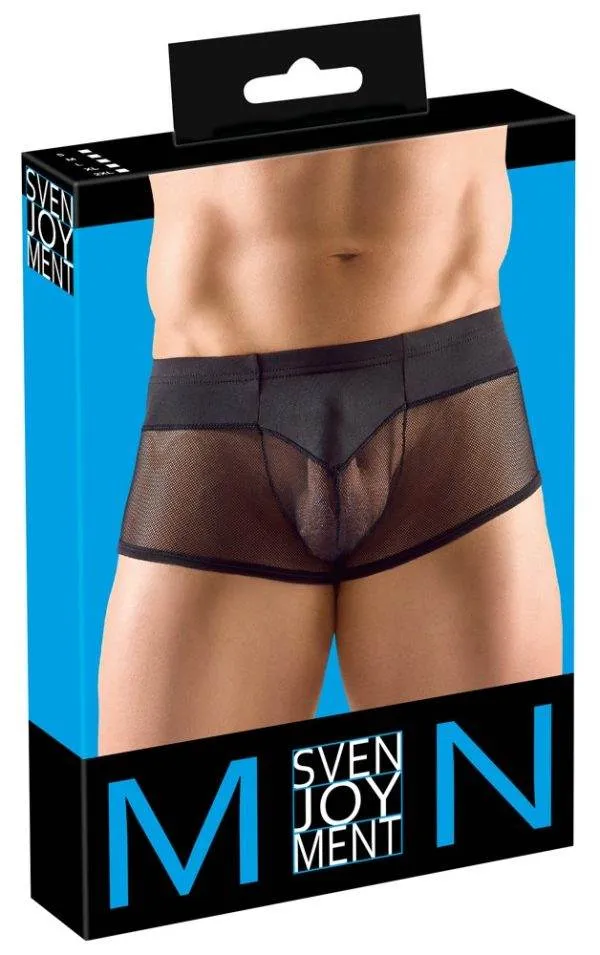 Svenjoyment Herren Pants in Schwarz, Größe L, mit transparentem Netzstoff – Verpackung Svenjoyment Herren Pants in Schwarz, Größe L, mit transparentem Netzstoff – Verpackung