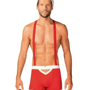 Obsessive Mr. Claus Weihnachts Set - Hosenträger-Pants und Mütze in Rot