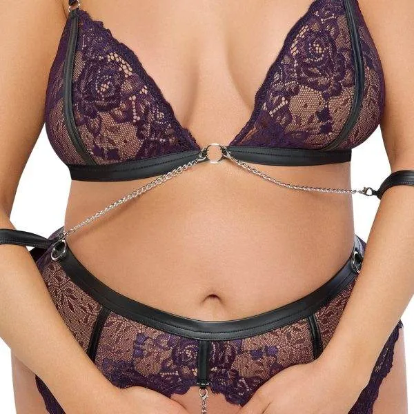 Cottelli BONDAGE Dark Desire Straps-Set, Größe: S/M, Farbe: Dunkellila Cottelli BONDAGE Dark Desire Straps-Set, Größe: S/M, Farbe: Dunkellila – Det