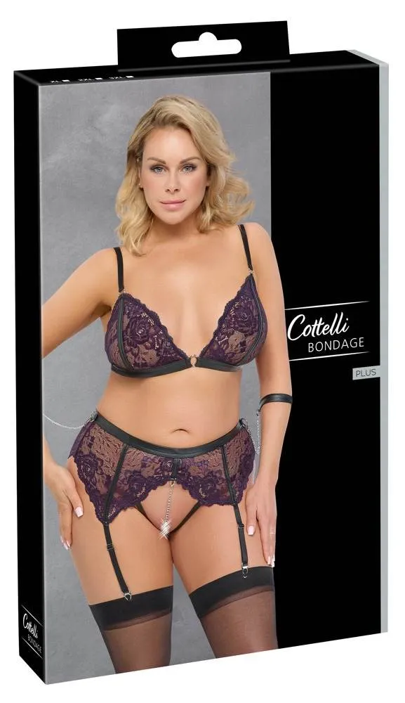 Cottelli BONDAGE Dark Desire Straps-Set, Größe: S/M, Farbe: Dunkellila – Verpackung