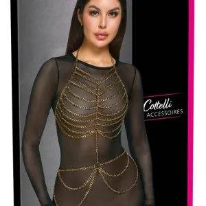Cottelli ACCESSOIRES - Goldene Körperkette, Opulenter Glamour-Look, Zweiteiler-Optik – Verpackung