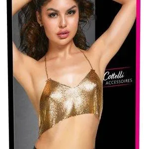Cottelli ACCESSOIRES Glamour Crop-Top Goldschillernd, Größe: XS, Farbe: Gold – Verpackung