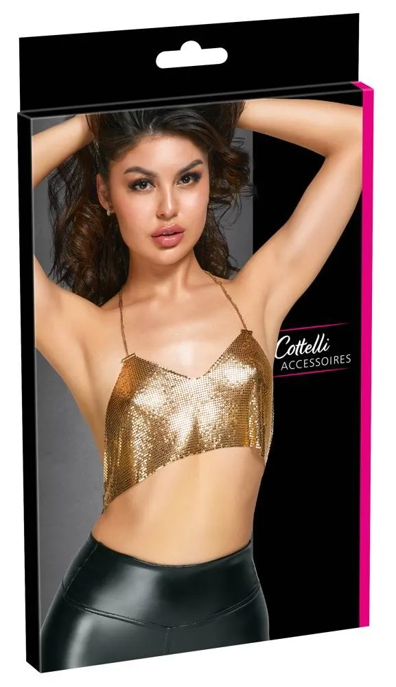 Cottelli ACCESSOIRES Glamour Crop-Top Goldschillernd, Größe: XS, Farbe: Gold – Verpackung Cottelli ACCESSOIRES Glamour Crop-Top Goldschillernd, Größe: XS, Farbe: Gold – Verpackung