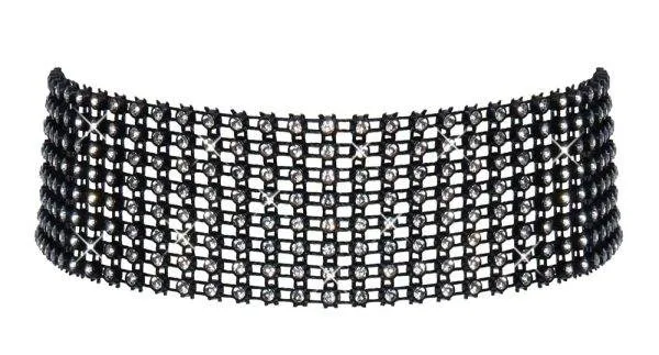 Cottelli ACCESSOIRES Schillerndes Strass-Halsband, Schwarz, 36 cm Cottelli ACCESSOIRES Schillerndes Strass-Halsband, Schwarz, 36 cm – Hollow B