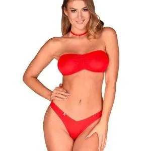Obsessive Dessous-Set Kissmas, Rot, Größe S/M – A
