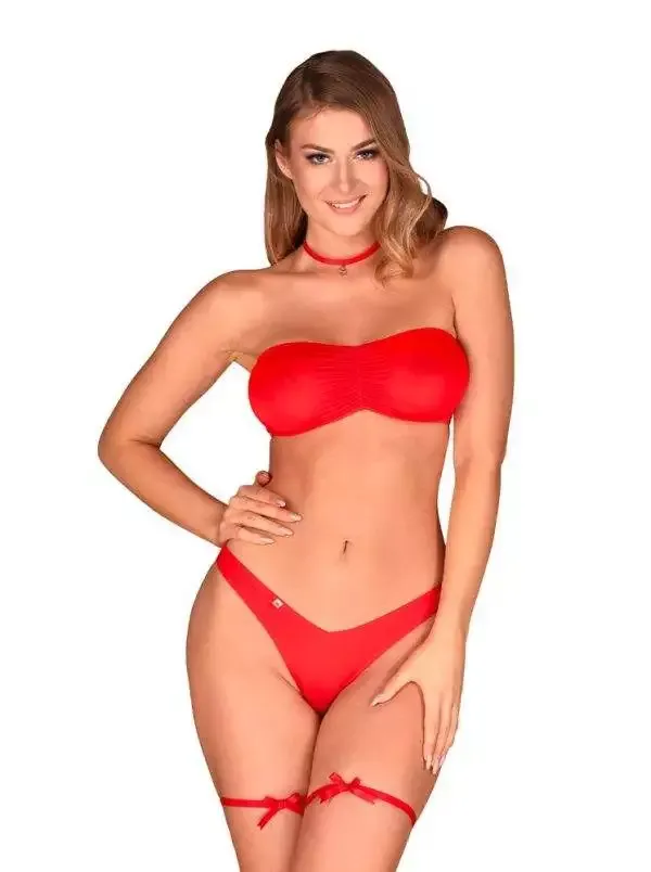 Obsessive Dessous-Set Kissmas, Rot, Größe S/M – A