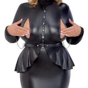 Cottelli BONDAGE Minikleid mit Armfesseln, Mattlook, Schwarz, Größe S/M Cottelli BONDAGE Langarm-Minikleid mit Armfesseln, Schwarz – C