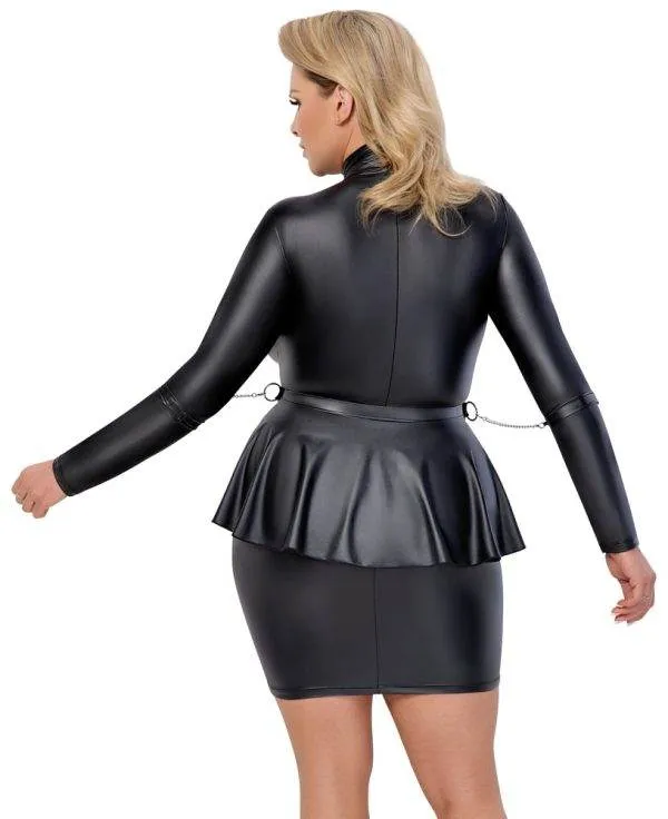 Cottelli BONDAGE Minikleid mit Armfesseln, Mattlook, Schwarz, Größe S/M Cottelli BONDAGE Langarm-Minikleid mit Armfesseln, Schwarz – Rückseite