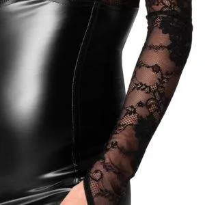 Noir Powerwetlook Tube-Minikleid mit Spitzen-Oberteil, Größe S, Schwarz Noir Powerwetlook Tube-Minikleid mit Spitzen-Oberteil, Größe S, Schwarz – Det