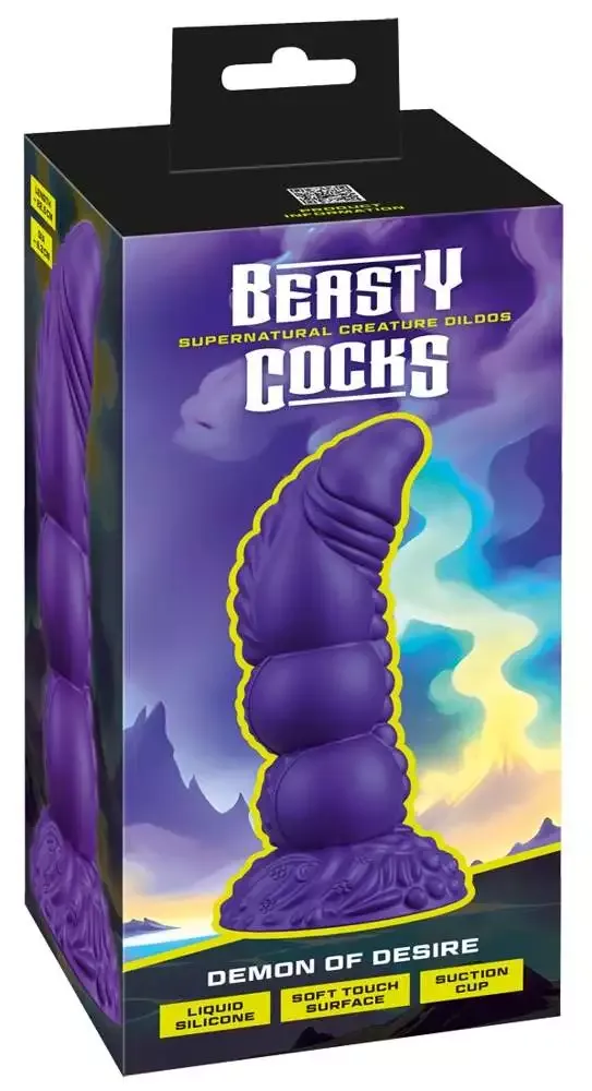Beasty Cocks - Demon of Desire Dildo, Metallic-Optik, 22,5 cm – Verpackung