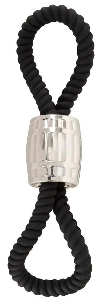 Rebel Heavy Rope Cock Strap - Zügelndes Doppel-Lasso, Schwarz, Größe: variabel, Metall-Schiebegewicht 87g Rebel Heavy Rope Cock Strap - Zügelndes Doppel-Lasso, Schwarz, Größe: variabel, Metall-Schiebegewicht 87g – A