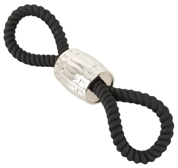 Rebel Heavy Rope Cock Strap - Zügelndes Doppel-Lasso, Schwarz, Größe: variabel, Metall-Schiebegewicht 87g Rebel Heavy Rope Cock Strap - Zügelndes Doppel-Lasso, Schwarz, Größe: variabel, Metall-Schiebegewicht 87g – B