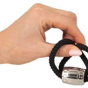 Rebel Heavy Rope Cock Strap - Zügelndes Doppel-Lasso, Schwarz, Größe: variabel, Metall-Schiebegewicht 87g Rebel Heavy Rope Cock Strap - Zügelndes Doppel-Lasso, Schwarz, Größe: variabel, Metall-Schiebegewicht 87g – C