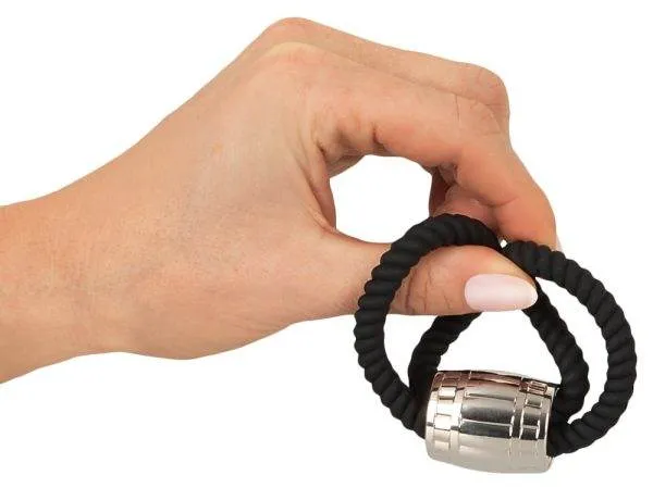 Rebel Heavy Rope Cock Strap - Zügelndes Doppel-Lasso, Schwarz, Größe: variabel, Metall-Schiebegewicht 87g Rebel Heavy Rope Cock Strap - Zügelndes Doppel-Lasso, Schwarz, Größe: variabel, Metall-Schiebegewicht 87g – C