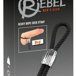 Rebel Heavy Rope Cock Strap - Schwarze Penis-/Hodenschlaufe – Verpackung