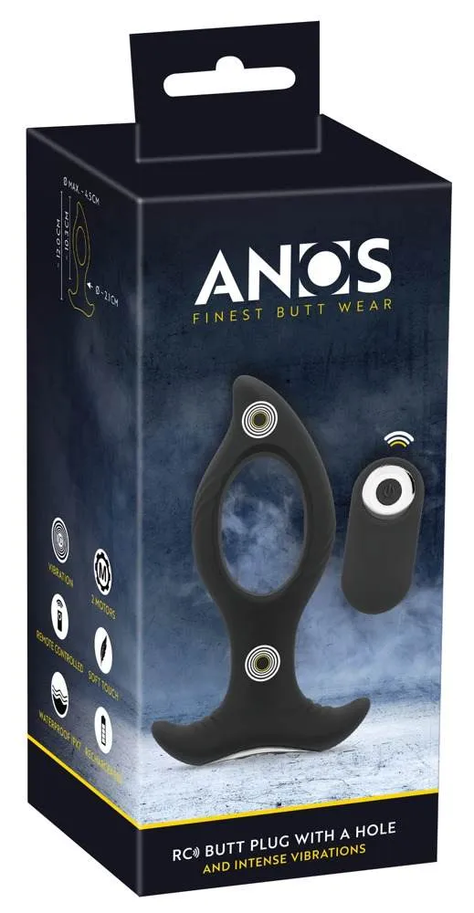 ANOS RC Butt Plug mit Loch und intensiven Vibrationen, schwarz, Größe L – Verpackung ANOS RC Butt Plug mit Loch und intensiven Vibrationen, schwarz, Größe L – Verpackung