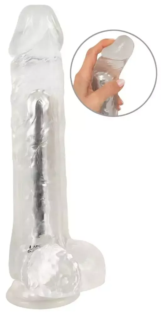 Crystal Clear Transparenter Vibrator - Flexibler Naturvibrator mit Saugfuß und 10 Vibrationsmodi, wiederaufladbar (24,5 cm) – A