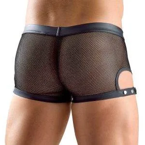 Svenjoyment Netz-Pants mit Druckknopfleiste, Mattlook-Beutel und Schenkelriemen Svenjoyment Netz-Pants in Schwarz, mit verstellbaren Schenkelriemen und Druckknopfleiste – Rückseite