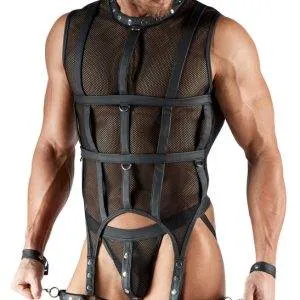 Svenjoyment BONDAGE Netz-Set mit Schenkel-Harness und Handfesseln, schwarz Svenjoyment, Netz-Shirt Set mit Schenkel-Harness und Handfesseln, Schwarz, Bondage – B