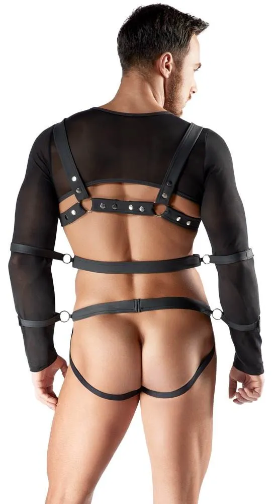 Svenjoyment BONDAGE Set in Schwarz, Crop-Top, Brust-Harness, Jock und Hand-/Armfesseln Svenjoyment BONDAGE Set - Crop-Top, Harness, Jock und Hand-/Armfesseln – Rückseite