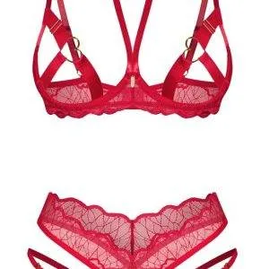 Obsessive Ouvert-Set Cupide Desir in Rot mit goldfarbenen Details, Größe L – Hollow B