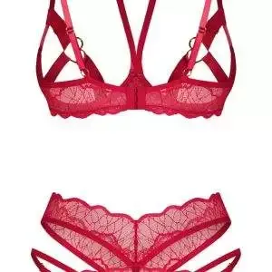 Obsessive Ouvert-Set Cupide Desir in Rot Obsessive Ouvert-Set Cupide Desir in Rot mit goldfarbenen Details, Größe L – Hollow Rückseite