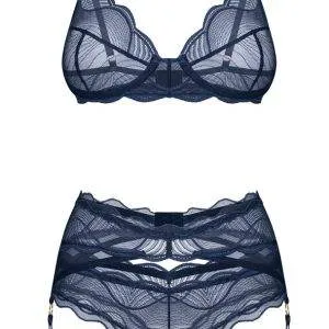Obsessive Transparentes Set Nightly Blue BH Strapsgürtel String Blu-in-Blau Größe S-XL Obsessive Nightly Blue Dessous-Set, Größe S/M, blau – Hollow B