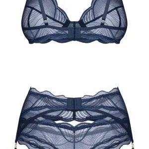 Obsessive Transparentes Set Nightly Blue BH Strapsgürtel String Blu-in-Blau Größe S-XL Obsessive Nightly Blue Dessous-Set, Größe S/M, blau – Hollow Rückseite