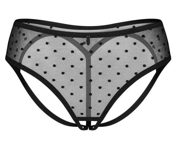 Obsessive Panties ouvert Nuites in Schwarz mit Pünktchen, Größe S/M Obsessive Panties ouvert Nuites - Noble Schwarze Transparenz mit Pünktchen – Hollow B