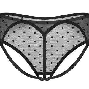 Obsessive Panties ouvert Nuites in Schwarz mit Pünktchen, Größe S/M Obsessive Panties ouvert Nuites - Noble Schwarze Transparenz mit Pünktchen – Hollow Rückseite
