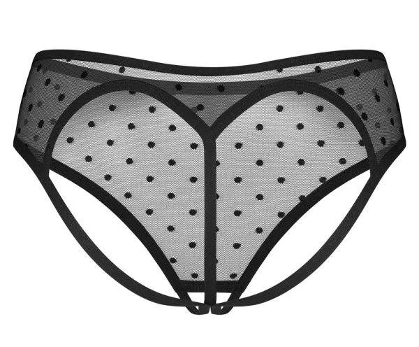 Obsessive Panties ouvert Nuites in Schwarz mit Pünktchen, Größe S/M Obsessive Panties ouvert Nuites - Noble Schwarze Transparenz mit Pünktchen – Hollow Rückseite