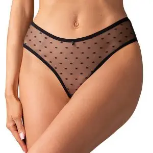 Obsessive Panties ouvert Nuites - Noble Schwarze Transparenz mit Pünktchen