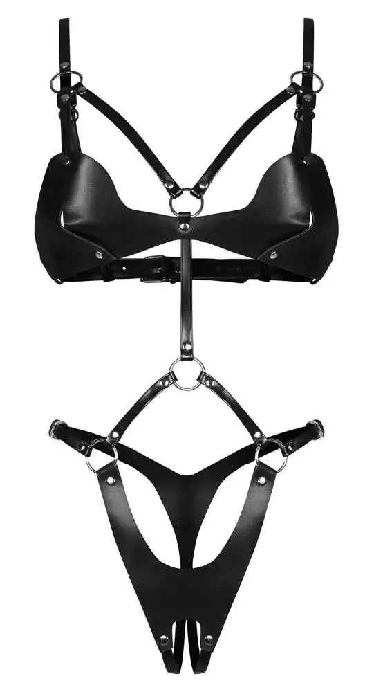 Obsessive Schwarzer Body Ouvert Deluxe - Lederimitat - Harness-Style - Damen Controle Obsessive Schwarzer Body Ouvert Deluxe - Lederimitat - Harness-Style - Damen Controle – Hollow B