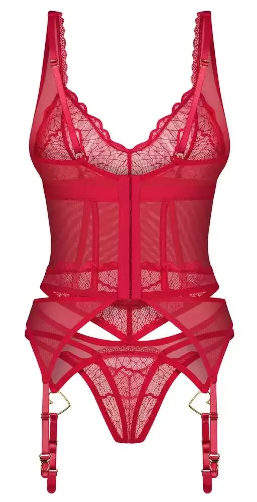 Obsessive Cupide Desir Strapshemd und String in Sinnlichem Rot Obsessive Cupide Desir Strapshemd und String in Sinnlichem Rot – Hollow Rückseite