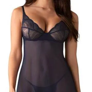 Obsessive Nightly Blue Set - Negligé und String in Blau, Größe S-L – A