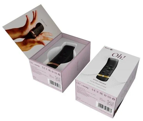 The Handy Oh! Smart Vibrator - Interaktiver Auflegevibrator mit Schallwellen-Vibrationen in Silber – Verpackung