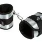 Bondage Fesseln Set - Marke - One Size - Schwarz-Silber - Erotische Handfesseln mit Klettverschluss – A