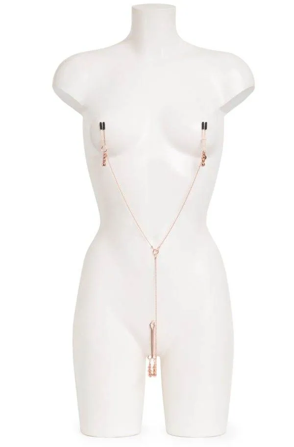 Elegant Bliss - Nippel- und Klitorisklemmen Set, Rosé-Gold, 70 cm – A