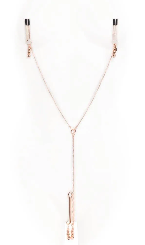 Elegant Bliss - Nippel- und Klitorisklemmen Set, Rosé-Gold, 70 cm – B