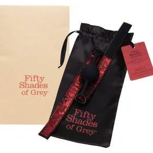 Fifty Shades of Grey Silikon-Knebel mit Lederoptik und Rosendesign- Band, größenverstellbar, inkl. Beutel – Verpackung