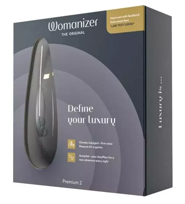 Womanizer Premium 2 - Druckwellenstimulator, 14 Intensitäten, wasserdicht – Verpackung