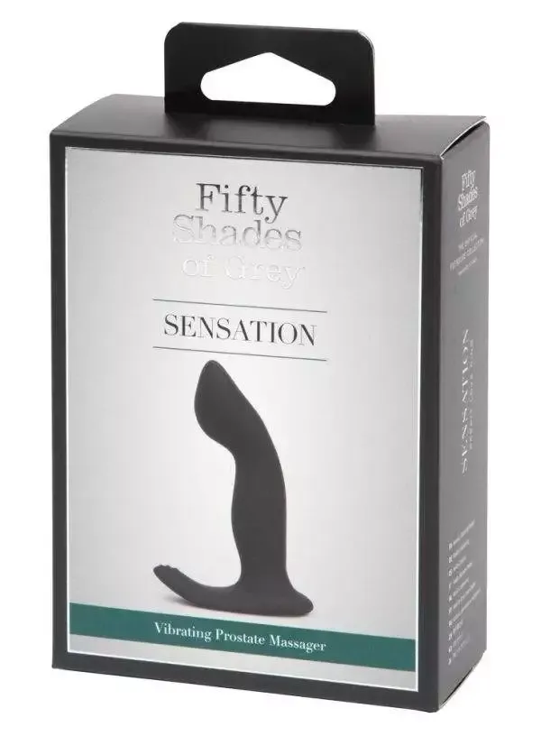 Fifty Shades of Grey Sensation Prostata-Massagegerät, wasserdicht, 20 Vibrationsmodi, Silikon, schwarz – Verpackung
