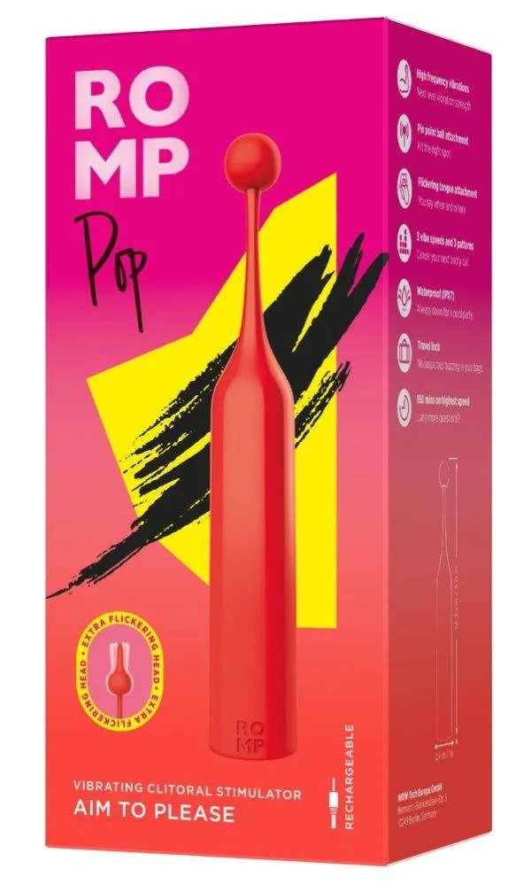 ROMP Minivibrator Pop - Vibrationen für den Lustpunkt, Kugel & Zungen Aufsatz, wasserdicht – Verpackung