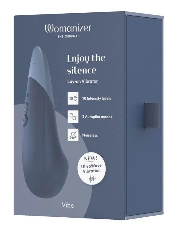 Womanizer VIBE - Auflegevibrator mit UltraWave-Vibrationen, wasserdicht, Silikon-Oberfläche - Schwarz – Verpackung