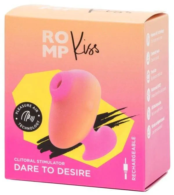 ROMP Kiss - Reise-Pulsator mit Pleasure Air Technologie in Pink – Verpackung ROMP Kiss - Reise-Pulsator mit Pleasure Air Technologie in Pink – Verpackung
