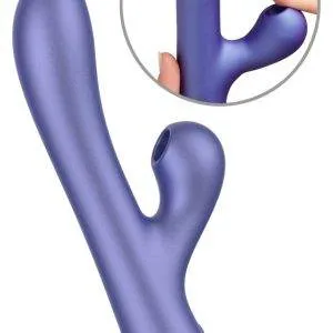 ROMP Pulse - Rabbit Vibrator mit Klitoris-Pulsator, Metallic-Optik, 10 Vibration + 5 Pleasure Air-Modi, wasserdicht, wiederaufladbar, Silikon, 22cm – A