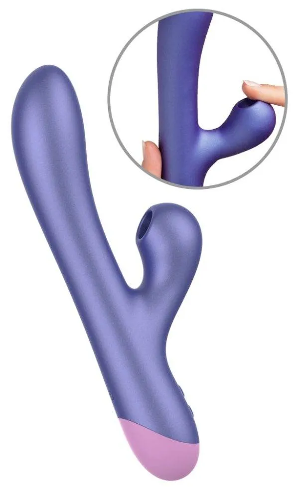 ROMP Pulse - Rabbit Vibrator mit Klitoris-Pulsator, Metallic-Optik, 10 Vibration + 5 Pleasure Air-Modi, wasserdicht, wiederaufladbar, Silikon, 22cm – A