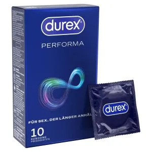 Durex Performa Transparente Kondome mit benzocainhaltigem Gel, 10 Stück, 56 mm – A