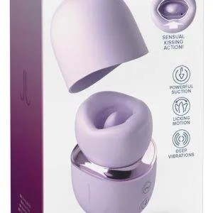 JimmyJane Hello Kiss Pro - Saugender Auflegevibrator mit Leckzunge, 3 Saug-Modi & 7 Vibrationsmodi, wiederaufladbar- Schwarz – Verpackung
