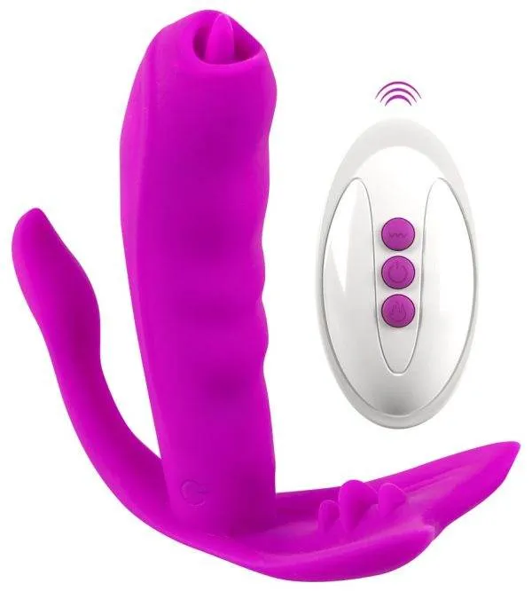 Javida Wasserdichter RC Licking Panty Vibe mit Vibro-Zungen und Wärmefunktion – A